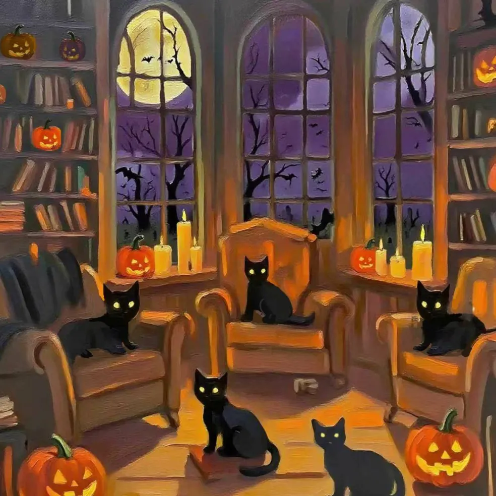 11" x 11" Cat Library Canvas Painting Kit by Craft Smart®