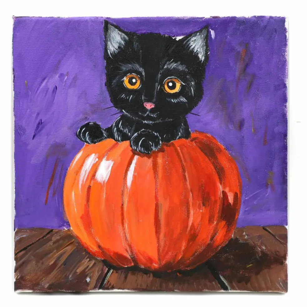 11" x 11" Cat & Pumpkin Canvas Painting Kit by Craft Smart®