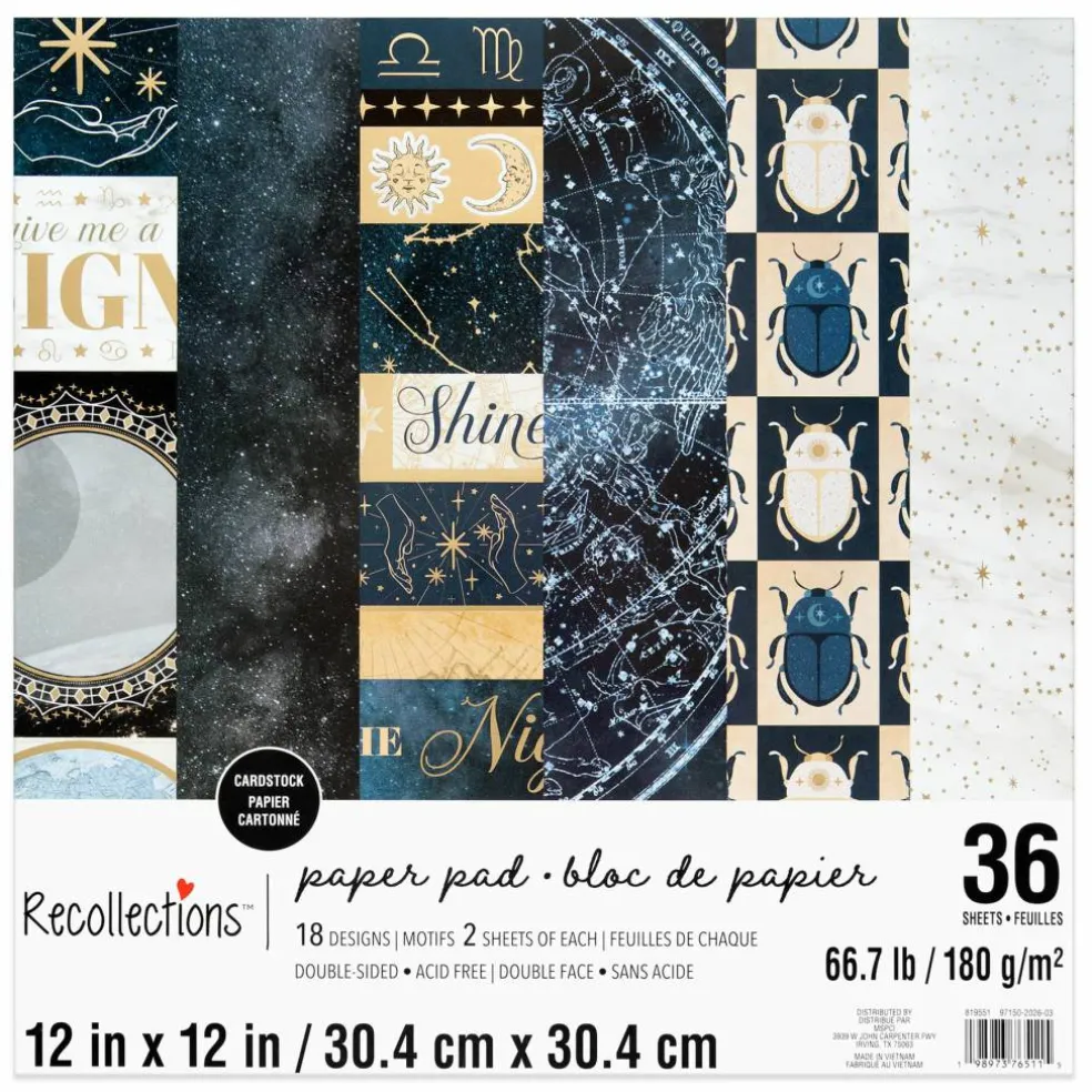 12" x 12" Celestial Double-Sided Cardstock Paper Pad by Recollections™, 36 Sheets