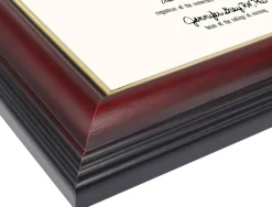 8.5x11 Certificate Diploma Frame 2 Pack, Solid Wood Document Frames with UV Protection Acrylic, Cherry Finish with Gold Trim, Wall Display Frame for Certificates, Diplomas and Awards