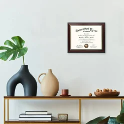 8.5x11 Certificate Diploma Frame – Solid Wood with UV Protection Acrylic, Cherry Finish with Gold Trim