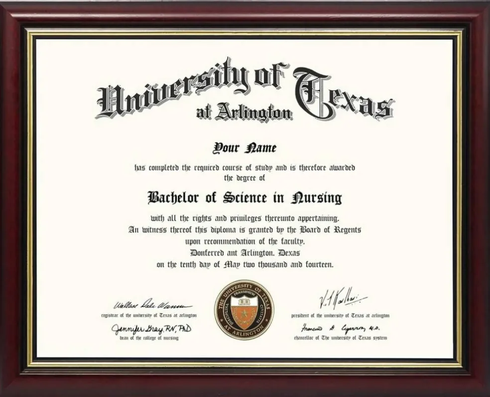 8.5x11 Certificate Diploma Frame – Solid Wood with UV Protection Acrylic, Cherry Finish with Gold Trim
