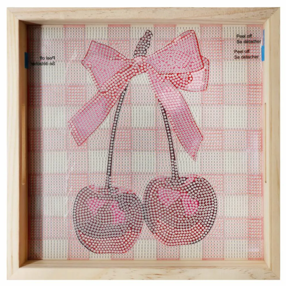 10" x 10" Cherries Wood Tray Diamond Art Kit by Make Market®