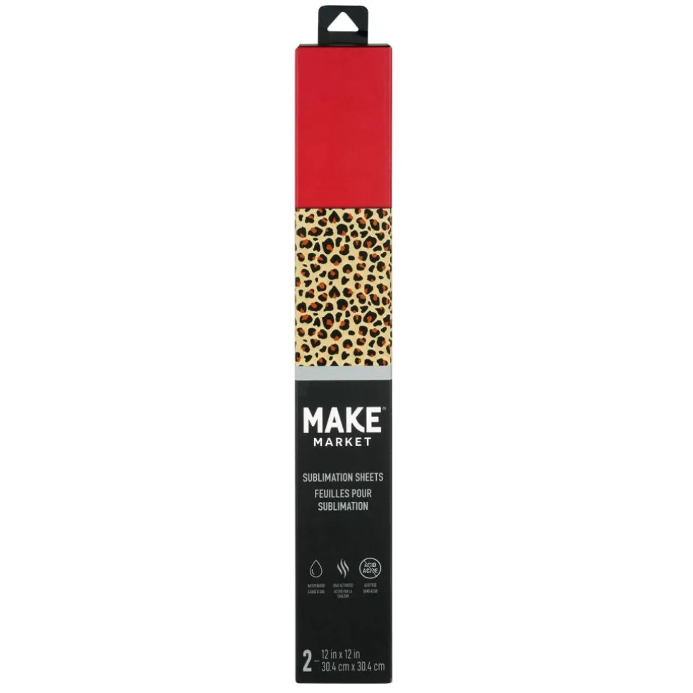 12" x 12" Classic Leopard & Red Sublimation Sheets by Make Market®