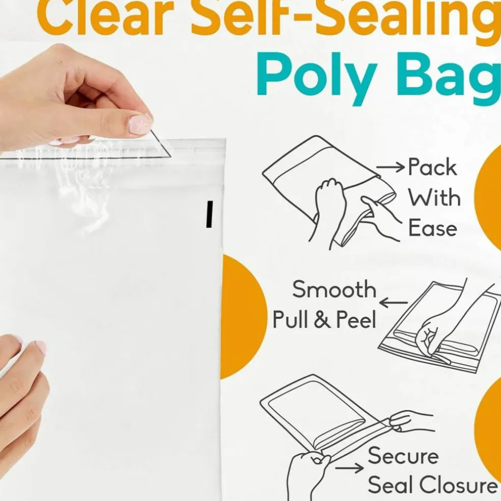 6" x 9" Clear Plastic Self Seal Poly Bags 1.5 Mil 150 Count