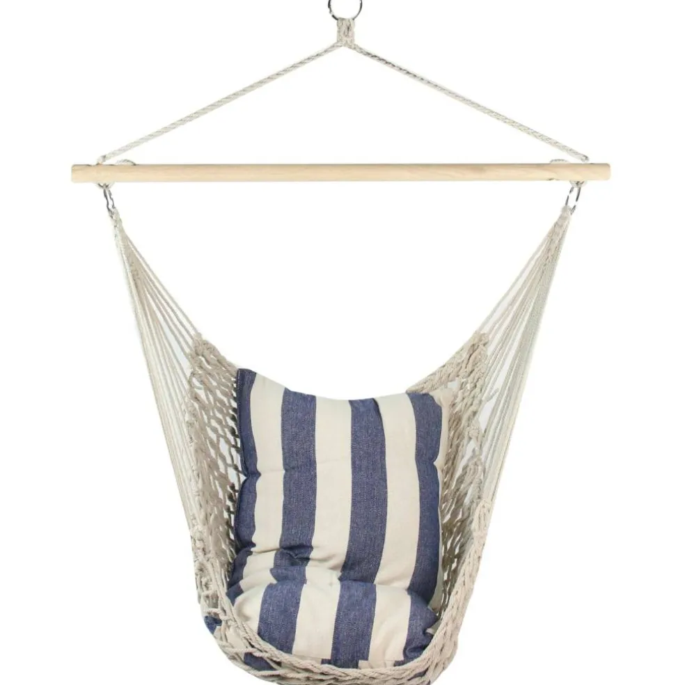 35.25" x 46" Cotton Netting Hammock Chair with Wooden Bar