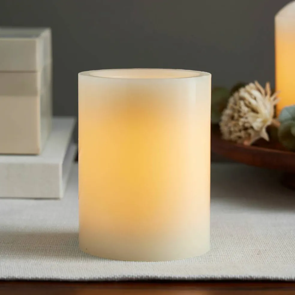 3" x 4" Cream LED Wax Pillar Candle by Ashland®