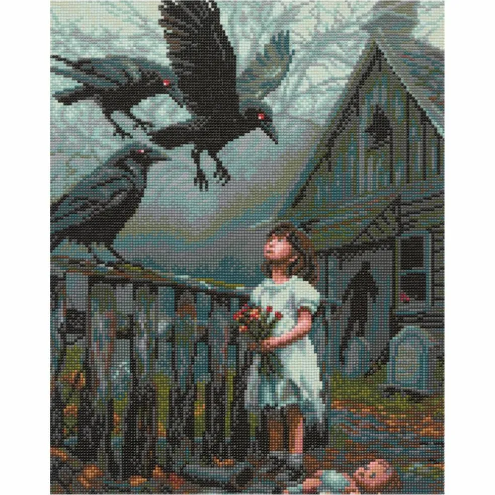 16" x 20" Crows & Girl Diamond Art Kit by Make Market®