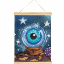 8" x 10" Crystal Ball with Blue Eyeball Diamond Art Kit with Magnetic Wood Frame by Make Market®