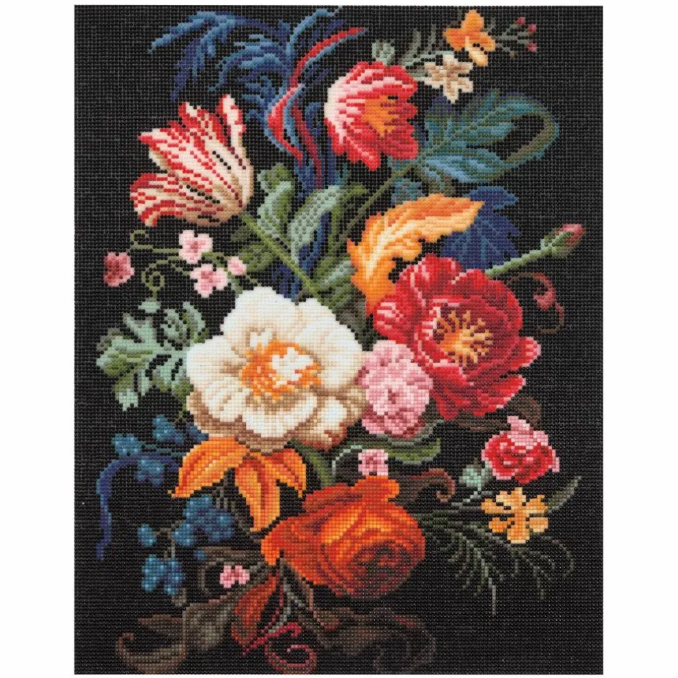 16" x 20" Dark Flowers Diamond Art Kit by Make Market®