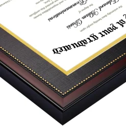 8.5x11 Diploma Certificate Frame with High Definition Glass, Degree Document Frame for Wall and Tabletop, Mahogany with Gold Beads, 1 Pack