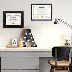11x14 Diploma Frame Certificate Degree Document Frame with High Definition Glass, 8.5 x 11 with mat for Wall and Tabletop, Black Double Mat, 1 Pack