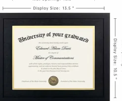 11x14 Diploma Frame Certificate Degree Document Frame with High Definition Glass, 8.5 x 11 with mat for Wall and Tabletop, Black Double Mat, 1 Pack
