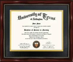 8.5x11 Diploma Frame with Double Mat – Mahogany Finish with Gold Beads, UV-Protection Acrylic, Wall Display for Certificates & 11x14 Documents