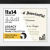 11x14 Diploma Frame with Shatter-Resistant Glass - Use as 8.5x11 Frame with Mat or 11x14 Frame without Mat - Legacy Collection - Thin Picture Frame for Wall Display - Black