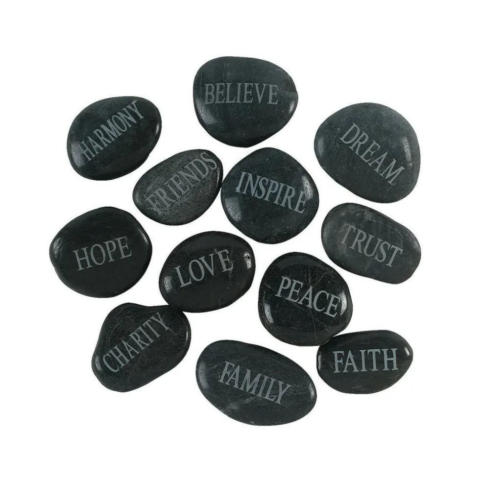 2 1/4" x 2 3/4" Faith Worry Smooth and Polished Stones 12 Pcs