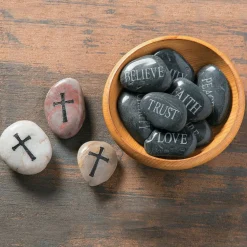 2 1/4" x 2 3/4" Faith Worry Smooth and Polished Stones 12 Pcs