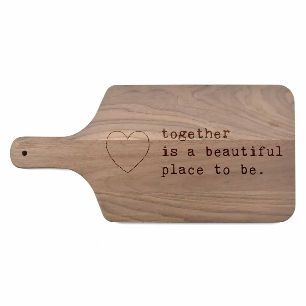 8" x 17" Favorite Place to Be Walnut Paddle Cutting Board