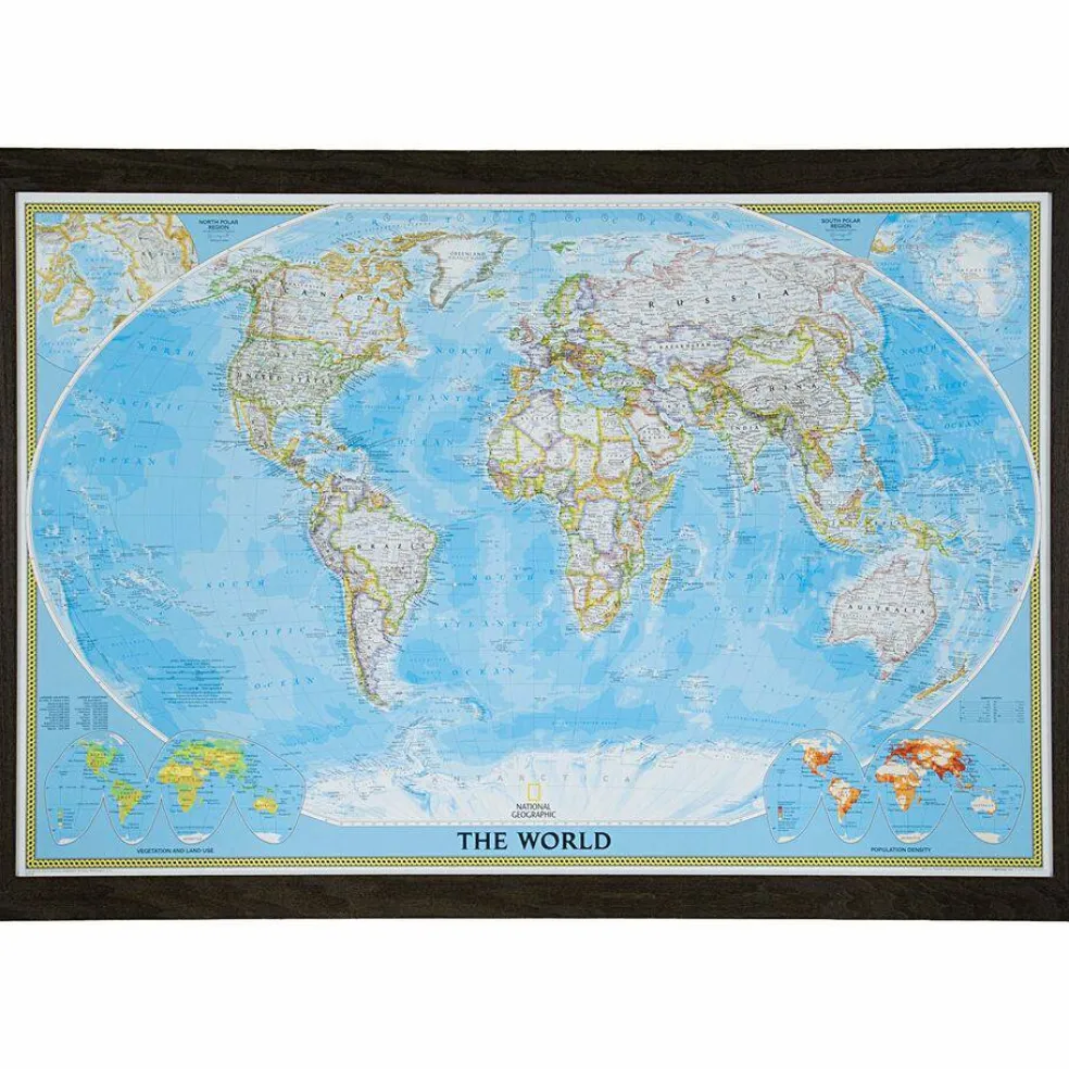 24 x 36 Frames Classic World Push Pin Travel Map