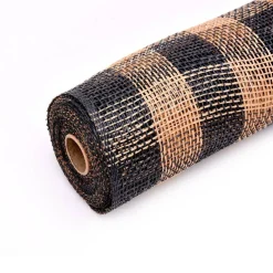 10" x 19ft. Black & Natural Plaid Poly Burlap Mesh by Celebrate It™