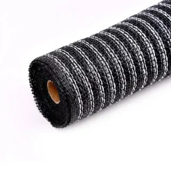 10" x 19ft. Black & White Stripe Poly Burlap Mesh by Celebrate It™