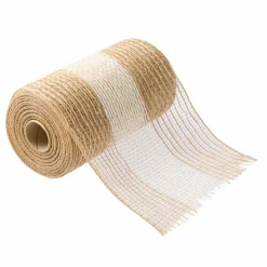 5.5" x 24ft. Mesh Jute & Cotton Wide Stripe Ribbon by Celebrate It®