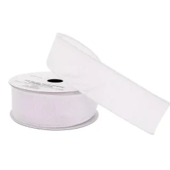 1.5" x 20ft. White Wired Faux Linen Ribbon by Celebrate Itâ„¢
