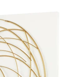 36" x 48" Gold Metal Circle Wall Art with White Wood Backing