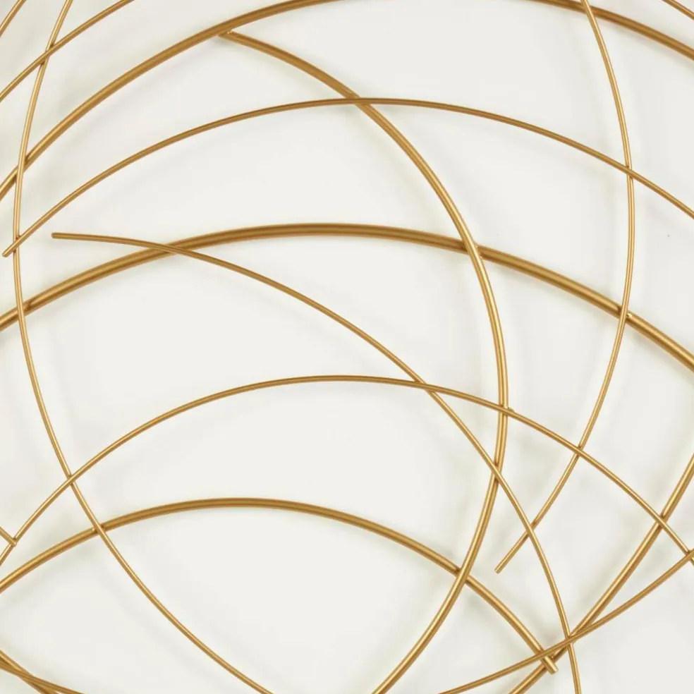 36" x 48" Gold Metal Circle Wall Art with White Wood Backing