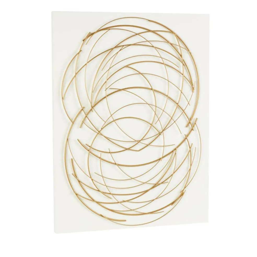 36" x 48" Gold Metal Circle Wall Art with White Wood Backing