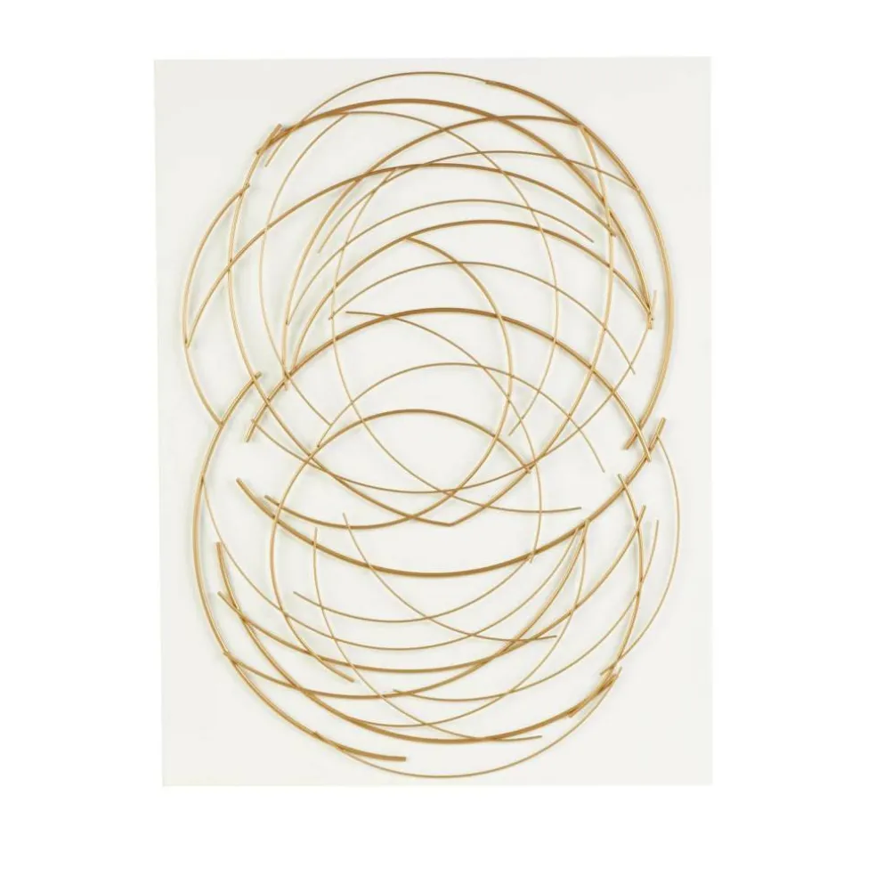 36" x 48" Gold Metal Circle Wall Art with White Wood Backing