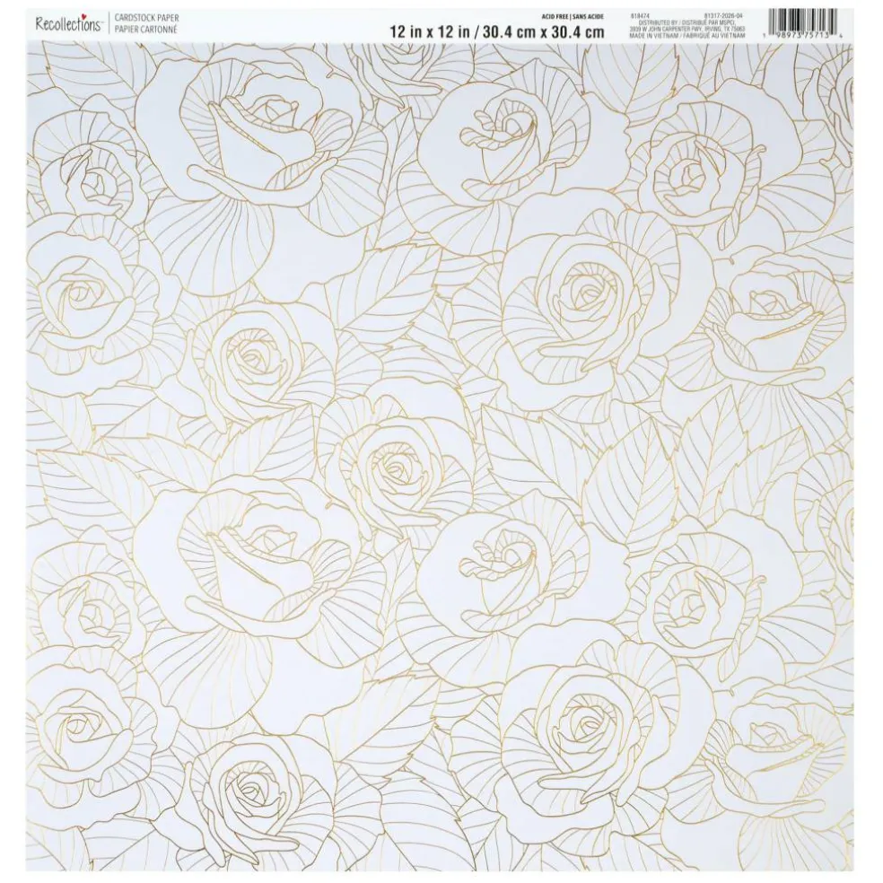 12" x 12" Gold Roses Cardstock Paper by Recollections™