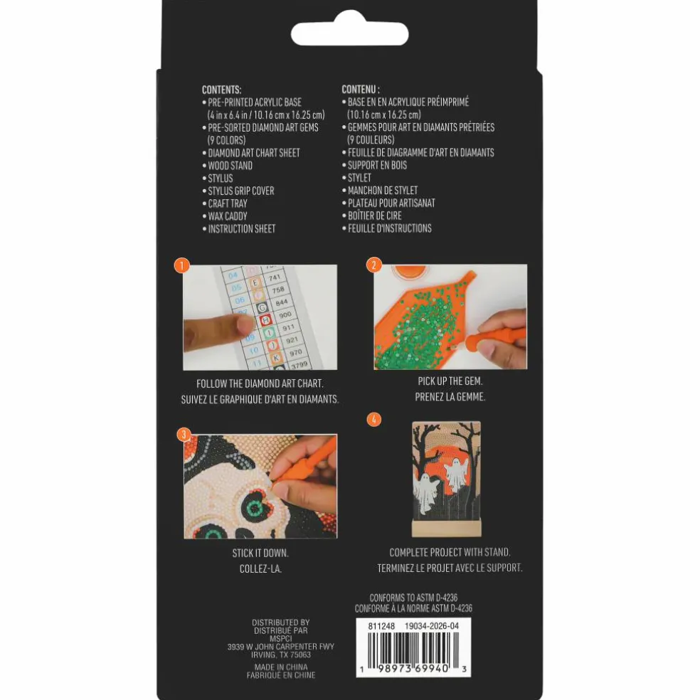 4" x 6" Graveyard Ghosts Acrylic Surface Diamond Art Kit with Wood Stand by Make Market®