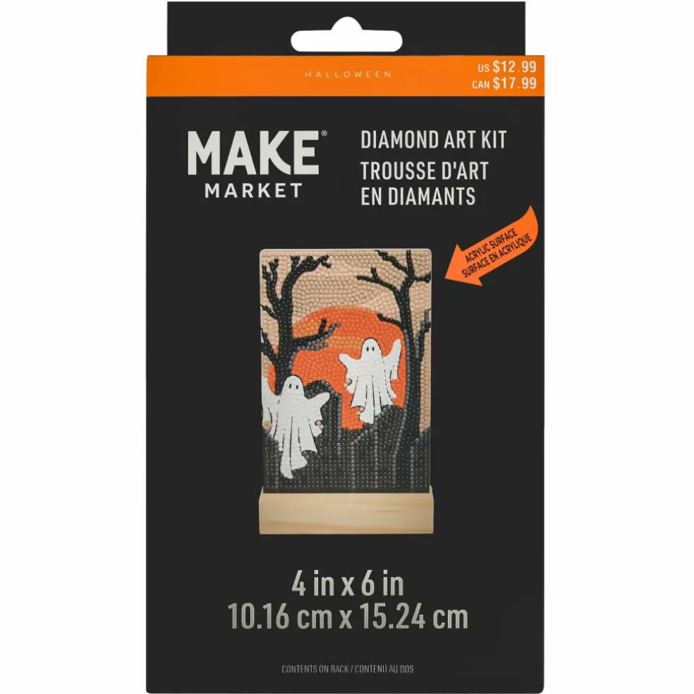 4" x 6" Graveyard Ghosts Acrylic Surface Diamond Art Kit with Wood Stand by Make Market®