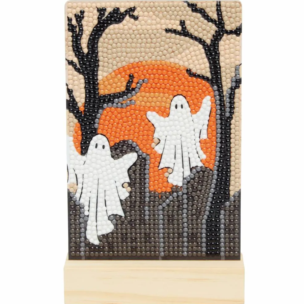 4" x 6" Graveyard Ghosts Acrylic Surface Diamond Art Kit with Wood Stand by Make Market®