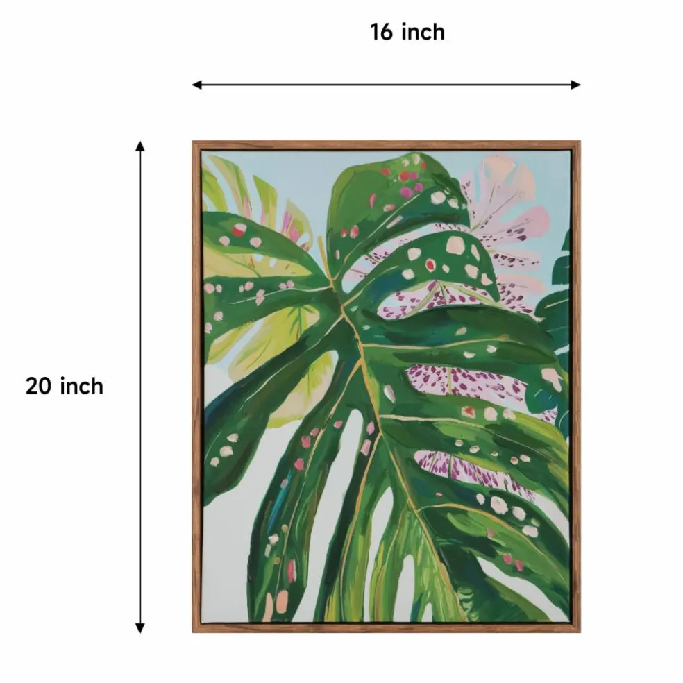 16" x 20" Green Monstera Leaf Wall Décor in Woodgrain Frame by Ashland®
