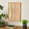 15" x 23" Handmade Brown Wood Abstract Wall Décor with Dimensional Wavy Design
