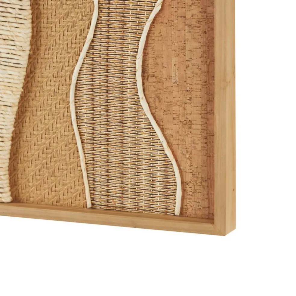15" x 23" Handmade Brown Wood Abstract Wall Décor with Dimensional Wavy Design
