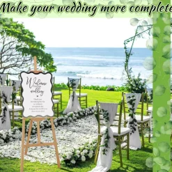 24 x 18 Inch Acrylic Wedding Welcome Sign Wavy Welcome to Our Wedding Sign with Hanging Ribbons Large Modern Bridal Shower Ceremony Reception Entrance Decor for Indoor Outdoor Events