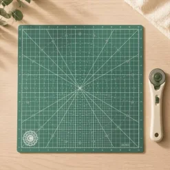 14x14 Inch Rotating Self-Healing Cutting Mat for Quilting & Sewing, 13" Grid with 15-Degree Angle Lines, Non-Slip Base & Blade Protection for Precision Crafts