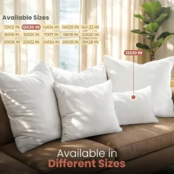 12 x 20 Inch Throw Pillow Inserts Set of 2 White Decorative Lumbar Cushion Inserts Soft Fluffy Polyester Pillow Forms for Bed Sofa Couch Home Decor