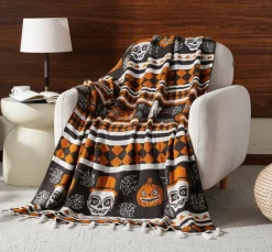 50" x 60" Jack-O'-Lantern, Ghost & Skeleton Throw Blanket by Ashland®