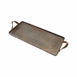 18" x 12" Metal Tray with Leather Handles by Ashland®