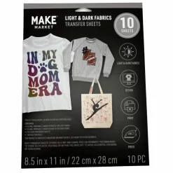 8.5" x 11" Mixed Light & Dark Fabric Transfer Sheets, 10ct. by Make MarketĀ®