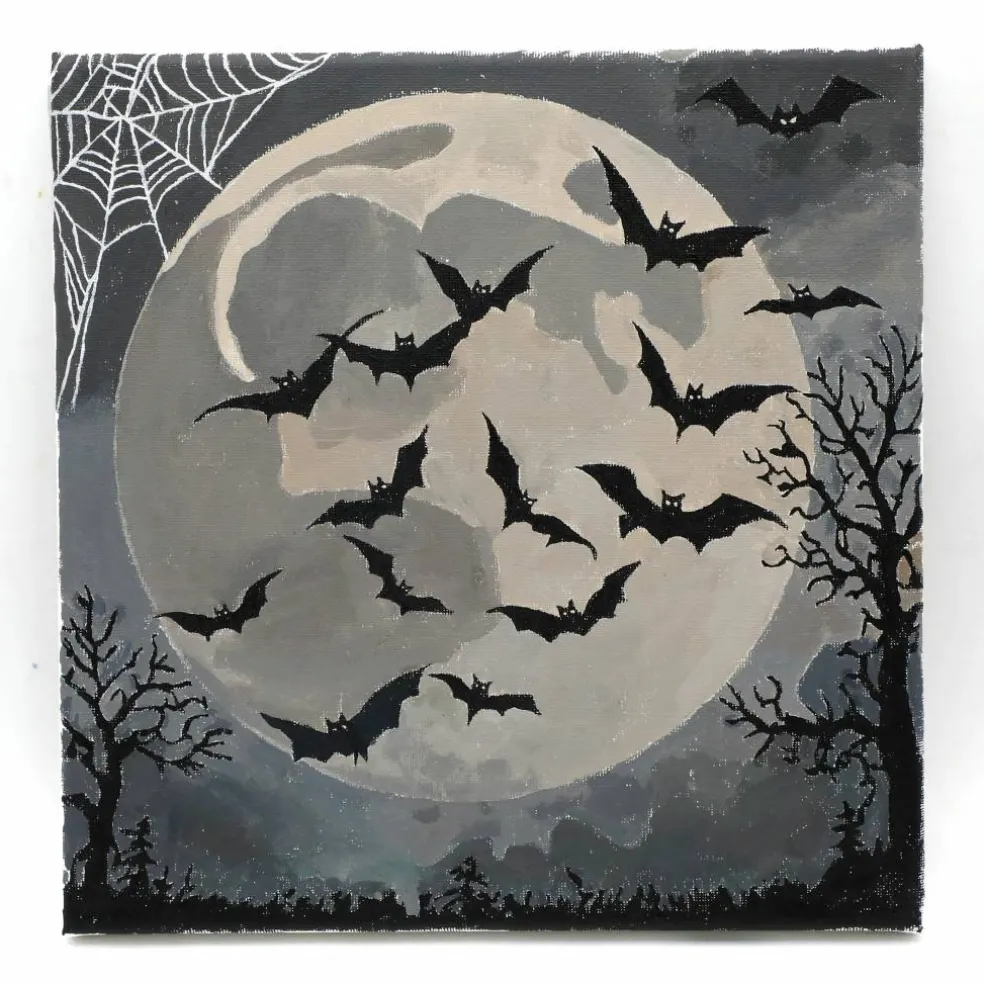 11" x 11" Moon & Bats Canvas Painting Kit by Craft Smart®