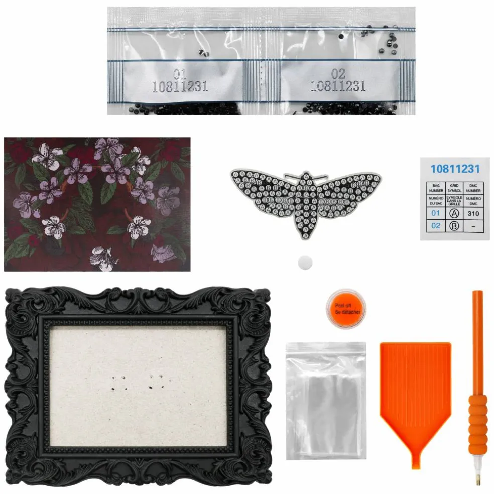 2" x 3" Moth Acrylic Surface Diamond Art Kit with Frame by Make Market®
