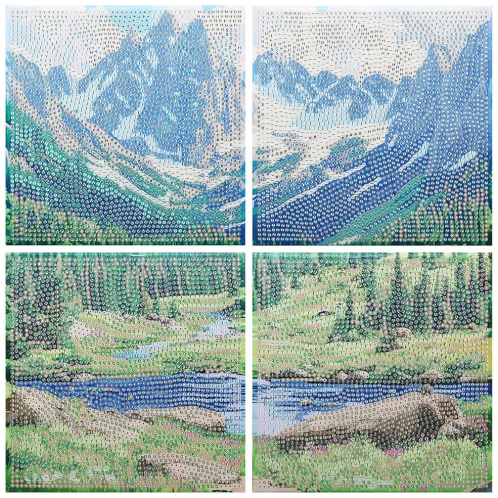 6" x 6" Mountain Landscape 4-Piece Stretched Canvas Diamond Art Kit by Make Market®