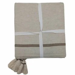 84" x 58" Natural Cotton Blend Tablecloth with Tassels by Celebrate It™