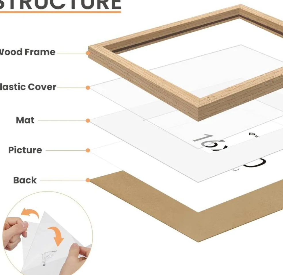 16x20 Natural Solid Wood Picture Frame – Fits 11x14 with Mat or 16x20 Without Mat – Rustic Wooden Wall Hanging Frame – Vertical & Horizontal Display – 1 Pack