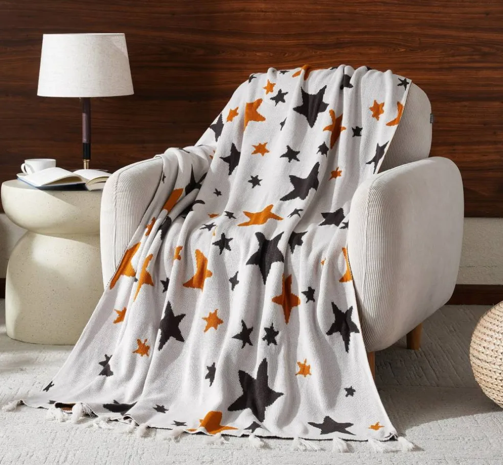 50" x 60" Orange & Black Stars Throw Blanket by Ashland®